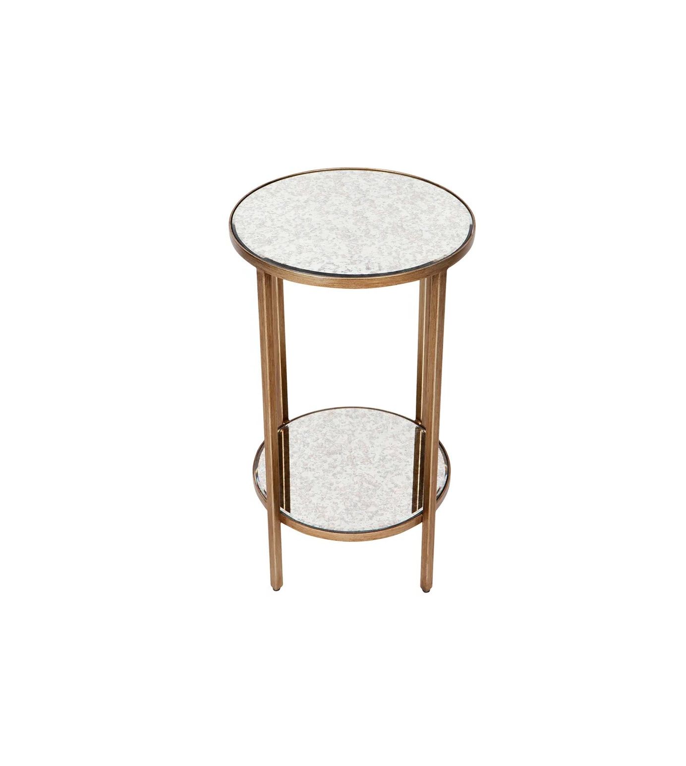 Most Recently Released Antique Mirrored Outdoor Tables Within Mirrored Cocktail Side Table Petite Antique Gold (View 7 of 15)