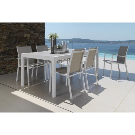 Most Recently Released Glass Outdoor Tables In Outdoor Extensible Dining Table With Glass Top – Maiorca (View 12 of 15)
