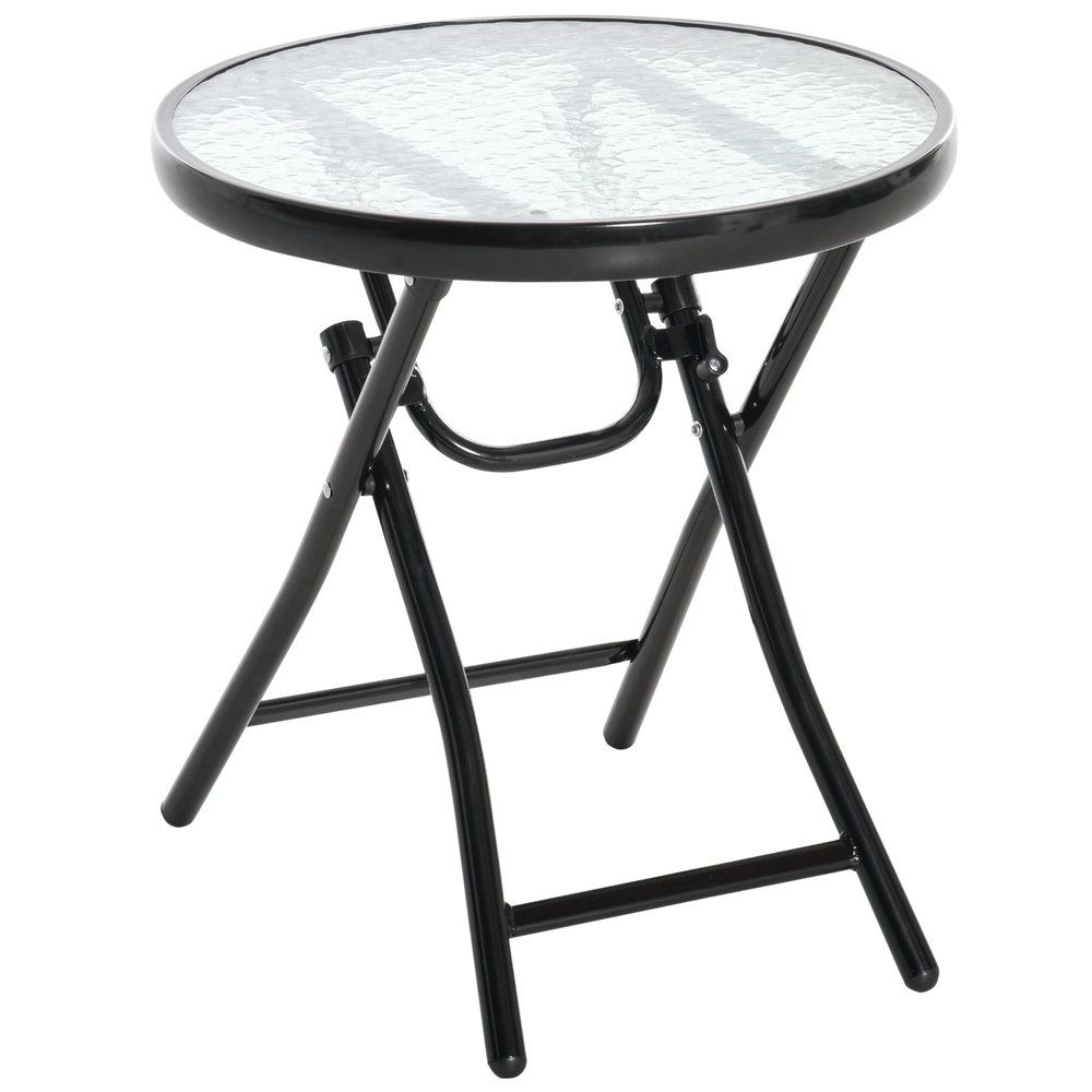 Most Up To Date Folding Accent Outdoor Tables In Outsunny Round Folding Glass Table 45x50 Cm Nero (View 1 of 15)