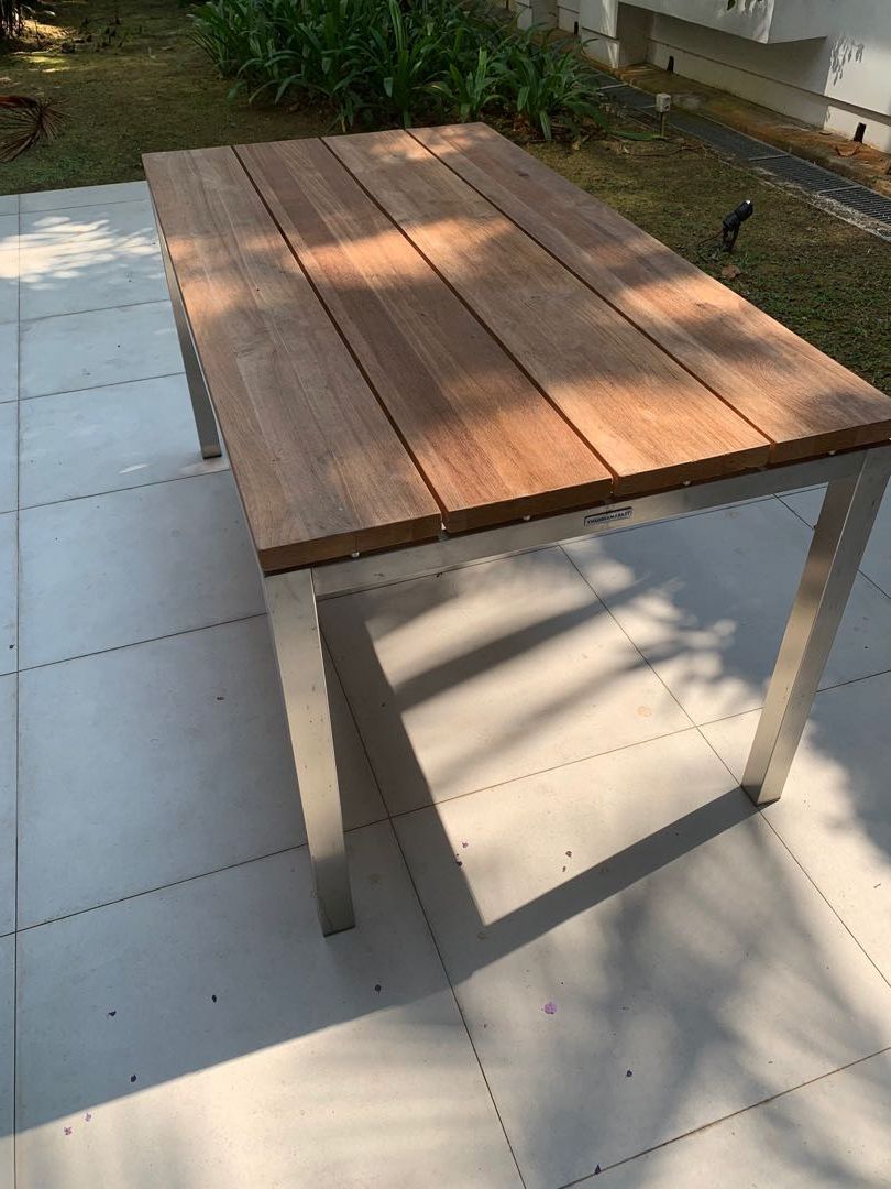 Most Up To Date Mahogany Outdoor Tables Inside Teak And Mahogany Outdoor Table, Furniture & Home Living, Furniture, Tables  & Sets On Carousell (View 10 of 15)