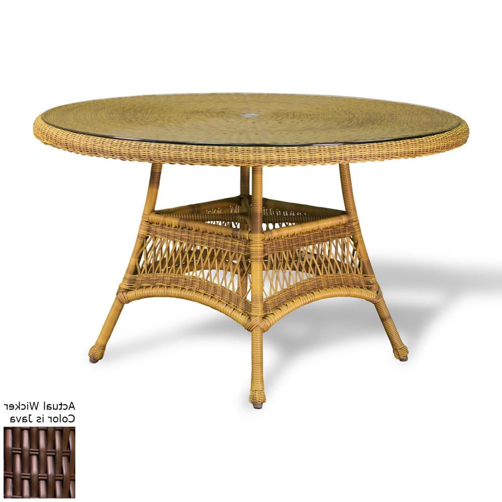 Most Up To Date Tortuga Outdoor Lexington Round Wicker Outdoor Dining Table 48 In W X 48 In  L Umbrella Hole In The Patio Tables Department At Lowes Within Rattan Outdoor Tables (View 10 of 15)