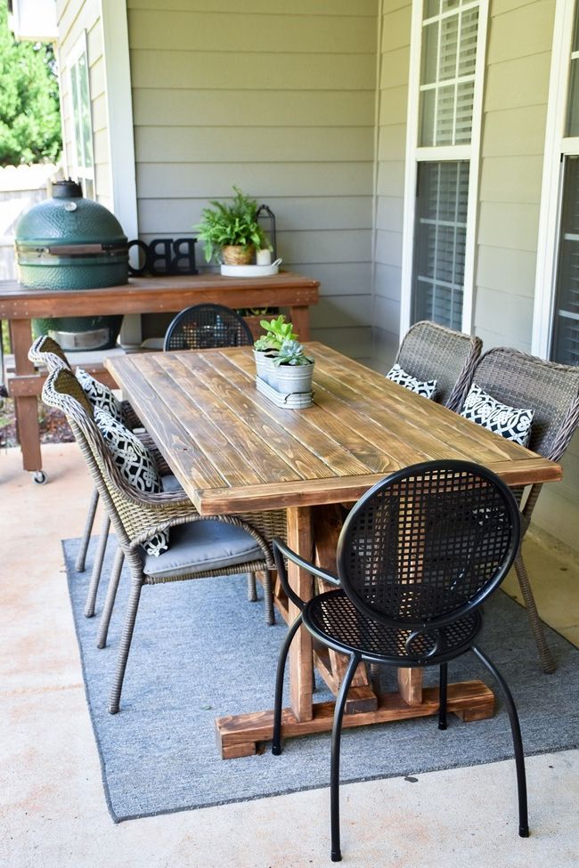 Newest Farmhouse Style Outdoor Tables Throughout Diy Farmhouse Outdoor Patio Table Made With 2×4's For Less Than $ (View 6 of 15)