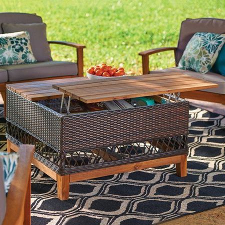 Outdoor Decor Backyard, Coffee  Table With Storage, Lift Up Coffee Table Within Most Recently Released Outdoor Tables With Storage (View 7 of 15)