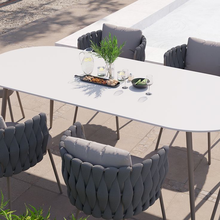 Outdoor Dining  Set, Oval Table Dining, Outdoor Dining Table Inside Faux Marble Top Outdoor Tables (View 9 of 15)