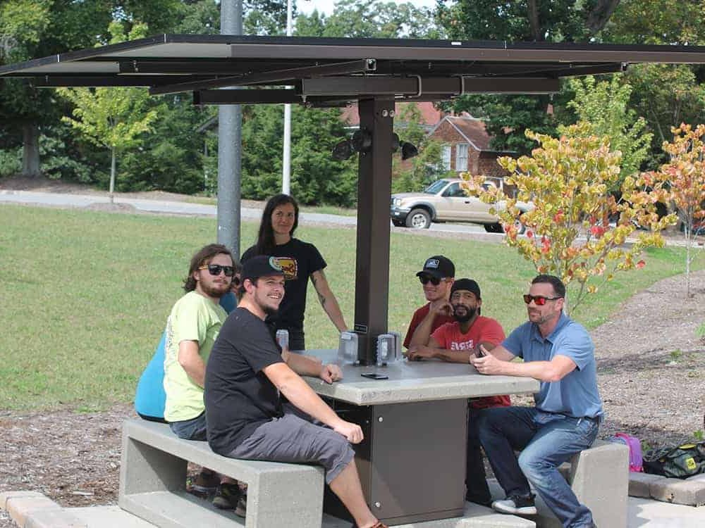 Outdoor Tables With Charging Station For Trendy Sunbolt – Solar Charging Station & Table For Outdoor Working (View 1 of 15)