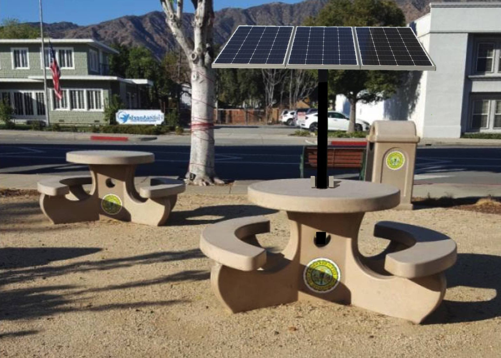 Outdoor Tables With Charging Station In Well Liked Cafe 1 Solar Powered Concrete Picnic Table – Sunnycal Solar Inc (View 8 of 15)