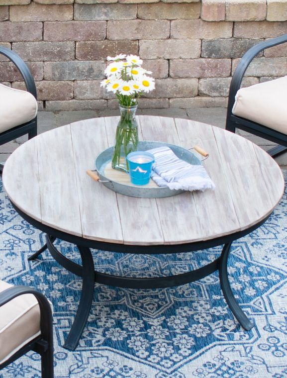 Patio Furniture Makeover With A Wood Plank Tabletop & Spray Paint – Throughout Popular Paint Finish Outdoor Tables (View 9 of 15)