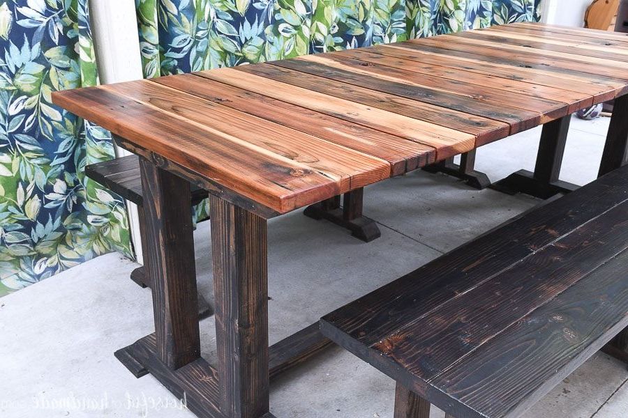 Plank Outdoor Tables Regarding Best And Newest 25 Diy Picnic Tables – Best Picnic Tables For Your Yard (View 14 of 15)