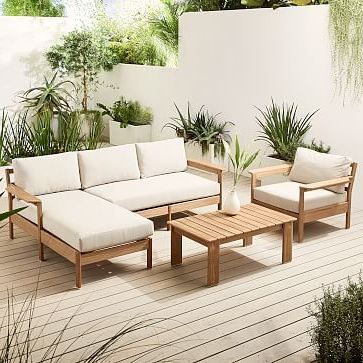 Playa Outdoor 92" Reversible Sectional, Lounge Chair & Coffee Table  Set #westelm (View 10 of 15)