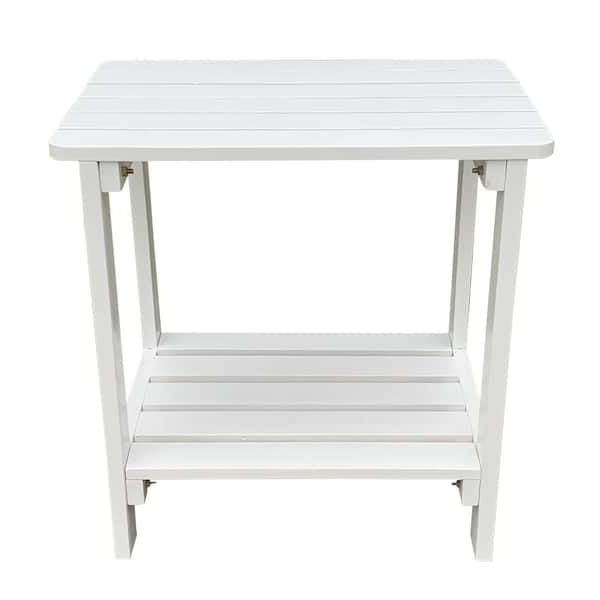 Popular White Wood Outdoor Side Table Rectangular Storage Adirondack Chair Kd 50w –  The Home Depot With Regard To White Storage Outdoor Tables (View 8 of 15)