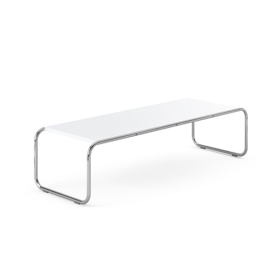 Preferred Knoll Rectangular Side Table Laccio (white – Varnished And Chromed Steel) –  Myareadesign (View 3 of 15)