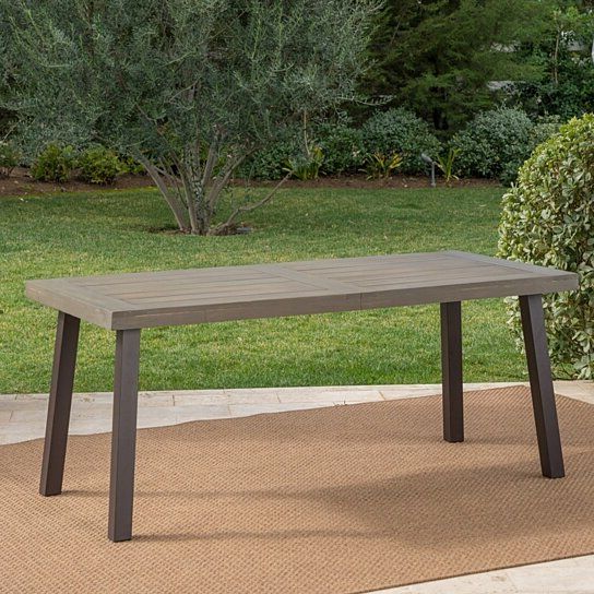 Recent Buy Mika Outdoor Finished Acacia Wood Dining Table With Metal Legs Gdfstudio On Dot & Bo Regarding Splayed Metal Legs Outdoor Tables (View 2 of 15)