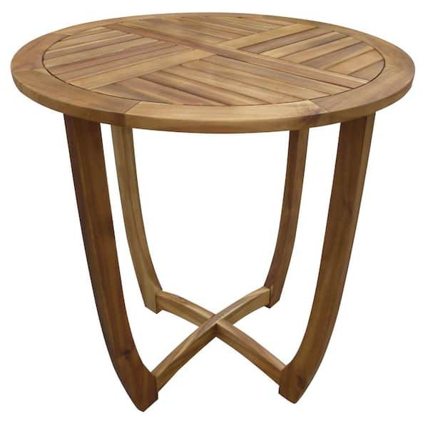 Recent Noble House Carina Teak Brown Round Wood Outdoor Accent Table 7343 – The  Home Depot For Wood Accent Outdoor Tables (View 1 of 15)
