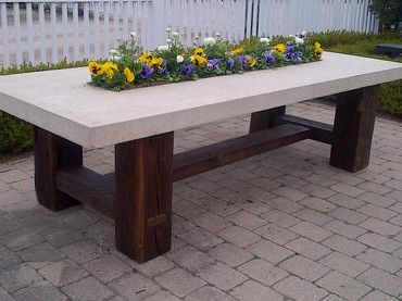 Recent Stone Top Outdoor Tables In Barn Timber Stone Top Dining Table – Mecox Gardens (View 9 of 15)
