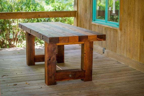 Reclaimed Wood Outdoor Tables With Regard To Popular Outdoor Wood Dining Patio Table Rustic Reclaimed Salvaged – Etsy (View 5 of 15)
