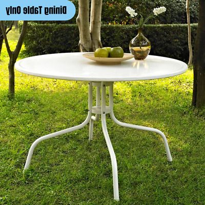 Round Industrial Outdoor Tables With Best And Newest Round Metal Outdoor Dining Table Weather Resistant Modern Industrial Style  White (View 12 of 15)