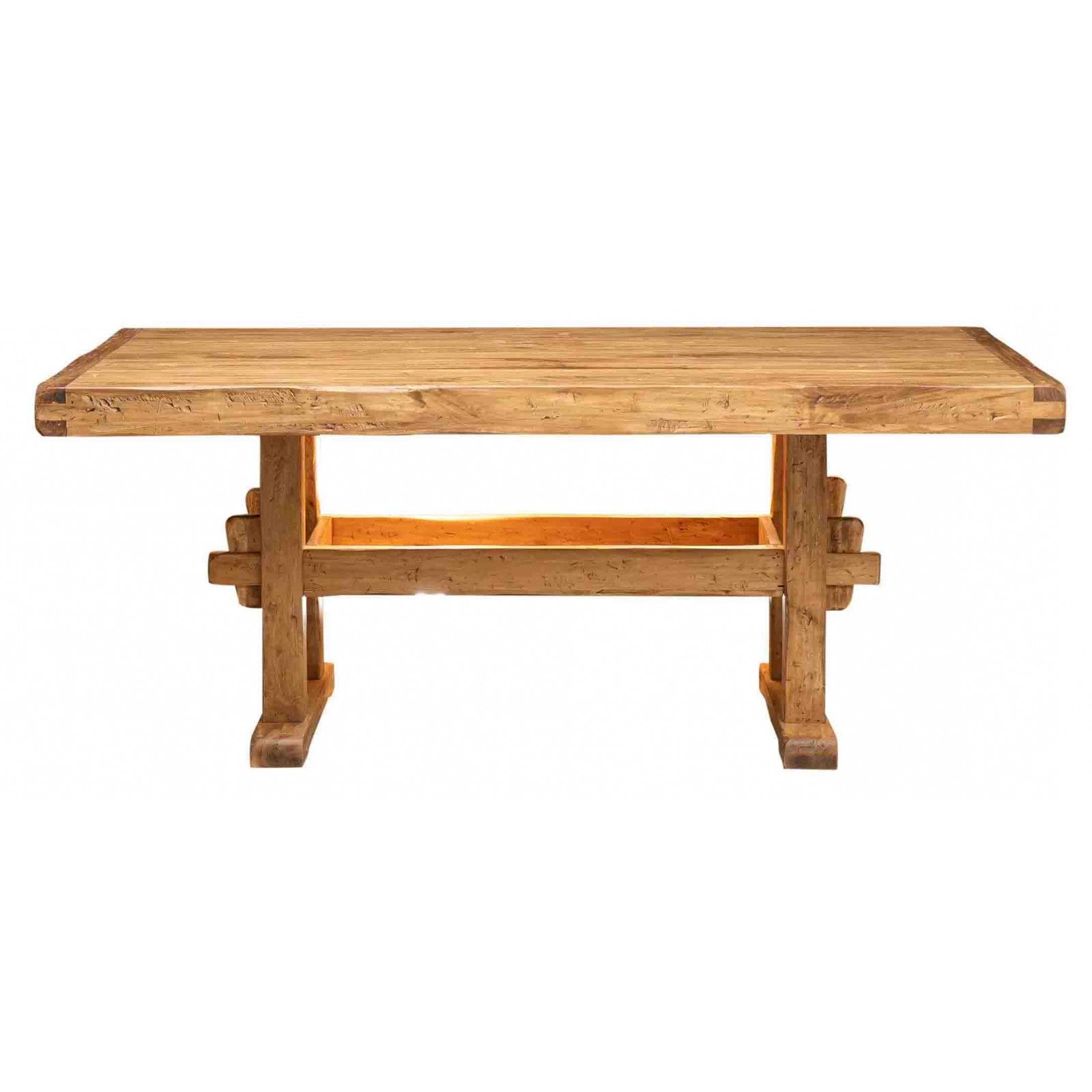 Rustic Country Table In Solid Lime Wood Natural Finish Pertaining To Well Known Rustic Natural Outdoor Tables (View 2 of 15)