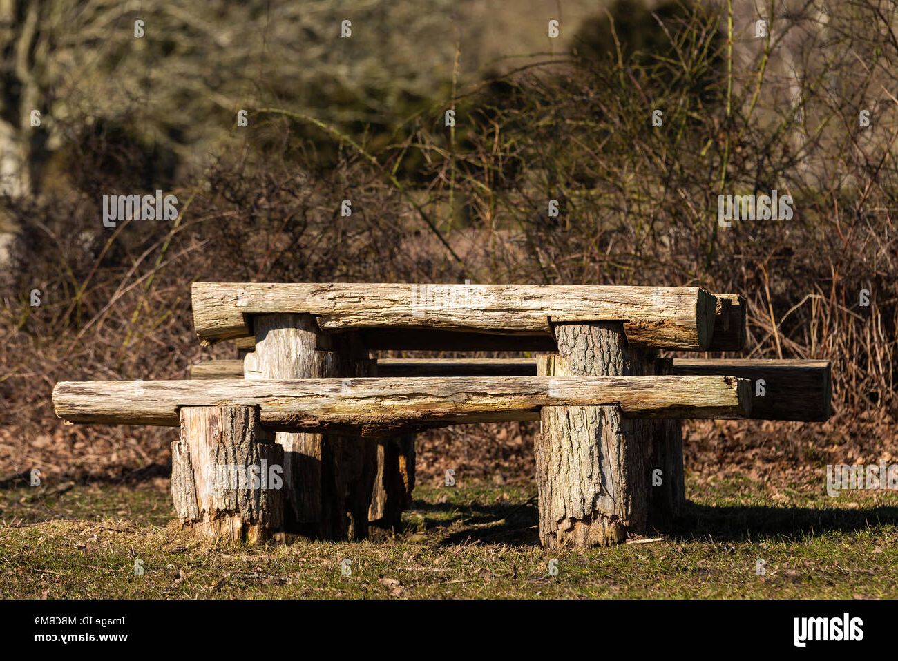 Rustic Natural Outdoor Tables Within Well Liked Rustic Outdoor Furniture Hi Res Stock Photography And Images – Alamy (View 13 of 15)