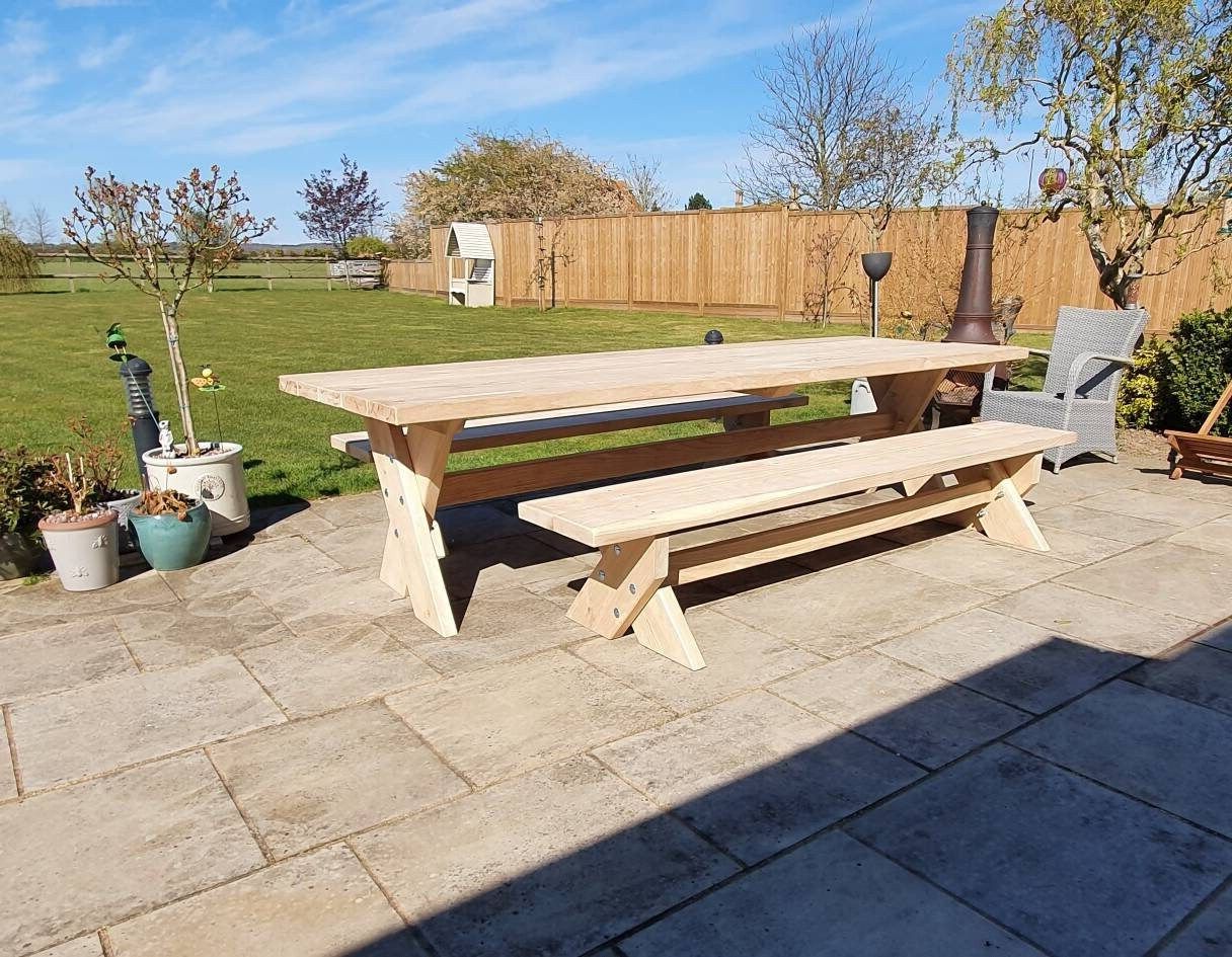 Rustic Oak And Black Outdoor Tables With Regard To Most Recent Rustic Cedar Garden Furniture Madehand With Solid Wood – Etsy Uk (View 15 of 15)