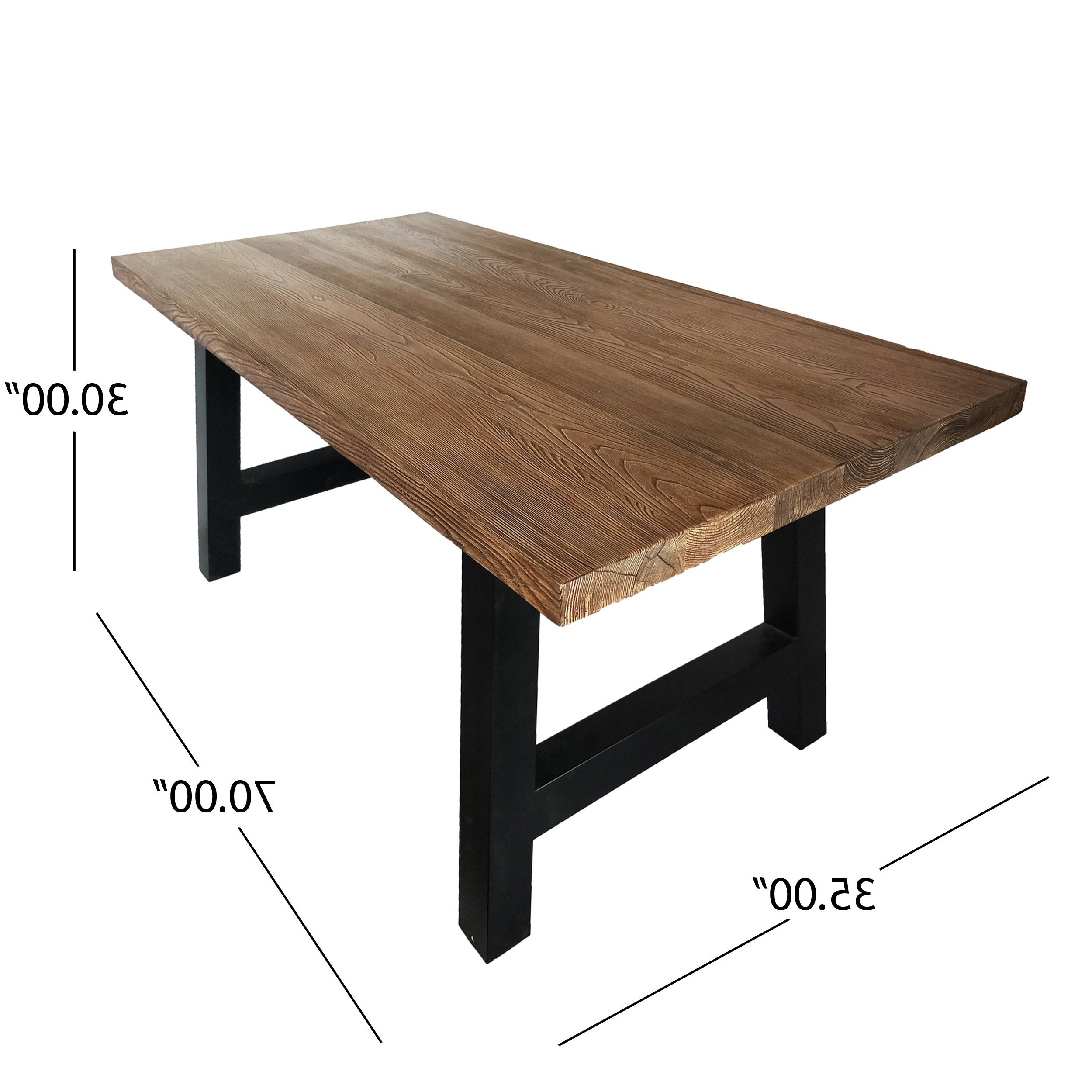 Rustic Oak And Black Outdoor Tables Within Latest Gdf Studio Hammond Outdoor Lightweight Concrete Dining Table, Natural Oak  And Black – Walmart (View 6 of 15)