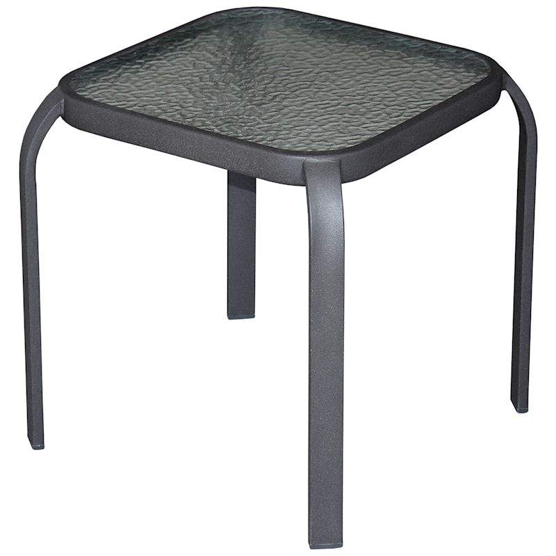 Tempered Glass Top Brown Outdoor End Table, 16" (View 5 of 15)
