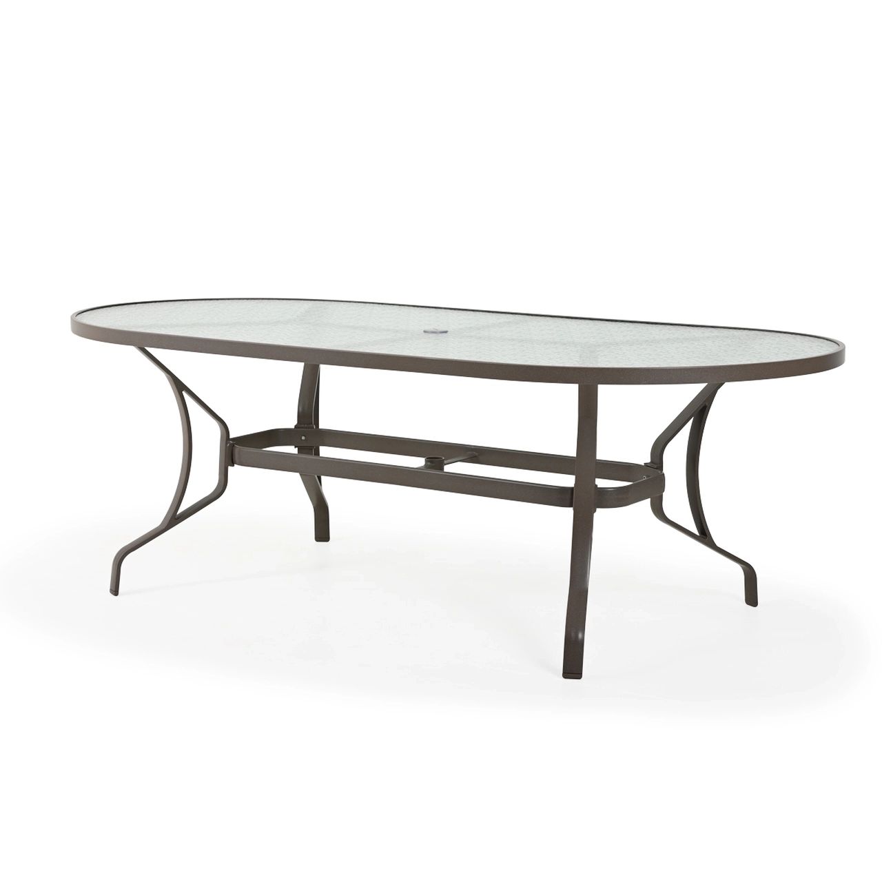 Trendy Glass Oval Outdoor Tables Intended For Big Lake Outdoor 84" X 42" Oval Glass Top Dining Table (View 5 of 15)