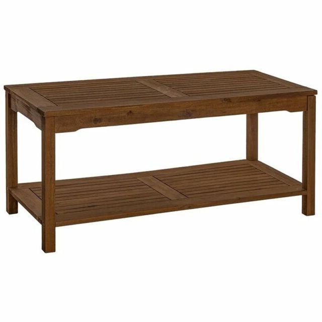 Walker Edison Anguilla Modern Acacia Wood 2 Tier Slatted Outdoor Coffee  Table 4 For Sale Online (View 2 of 15)