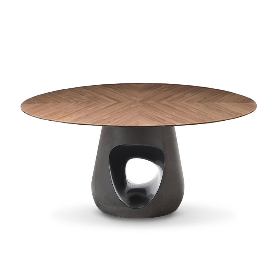 Walnut Outdoor Tables Regarding Famous Horm Round Table Barbara Ø 160 Cm (dark Walnut – Wood Top And Dark Grey  Cement Base) – Myareadesign (View 2 of 15)