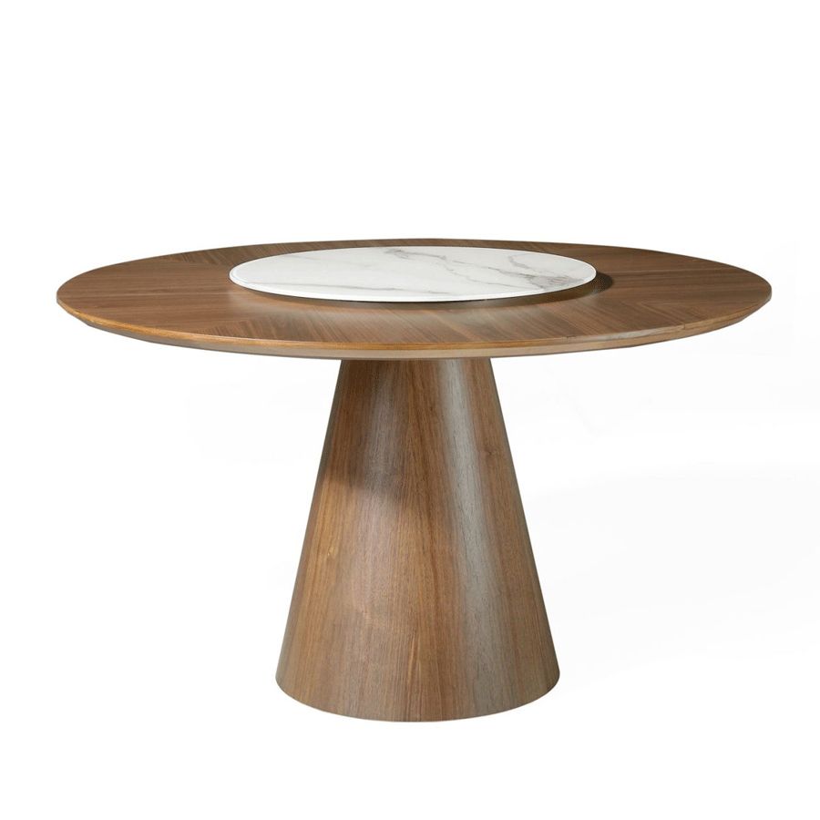Walnut Outdoor Tables With Current Walnut Table With Rotating Center In White Marble – Restylit Shop – Dreamy  Interiors (View 11 of 15)