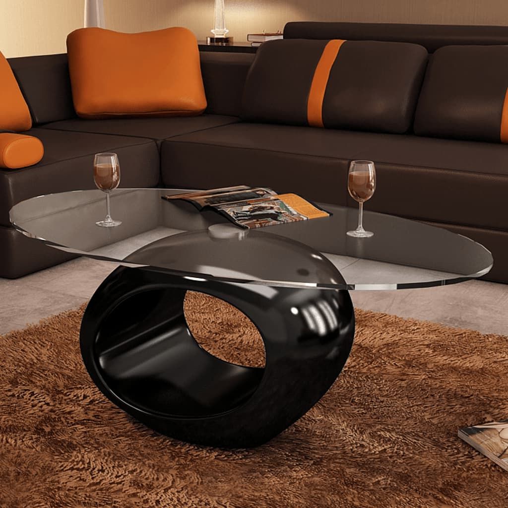 Well Known Coffee Table With Oval Glass Top High Gloss Black – Element Harbor (View 10 of 15)