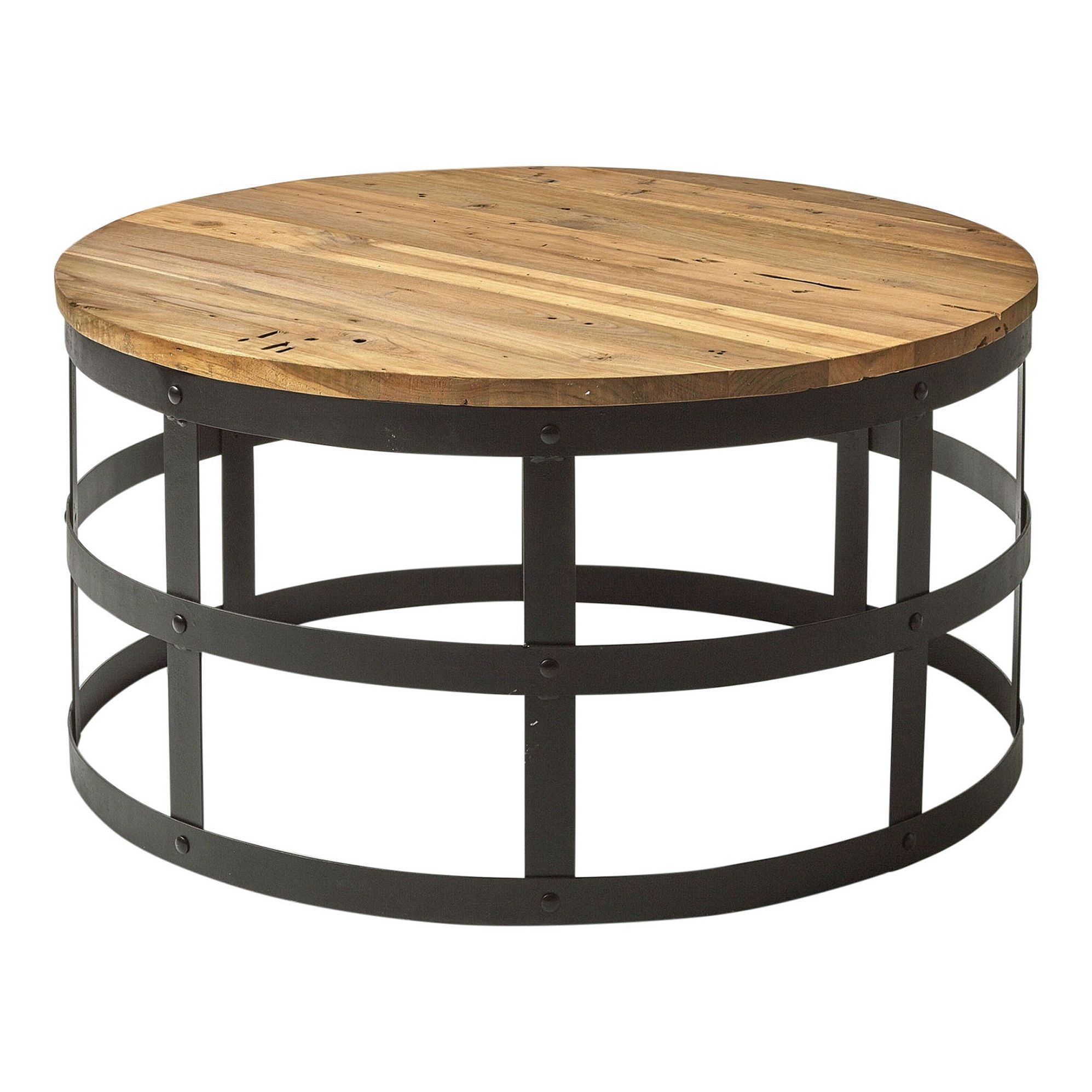 Well Known La Verde Billie Round Industrial Style Coffee Table (View 5 of 15)