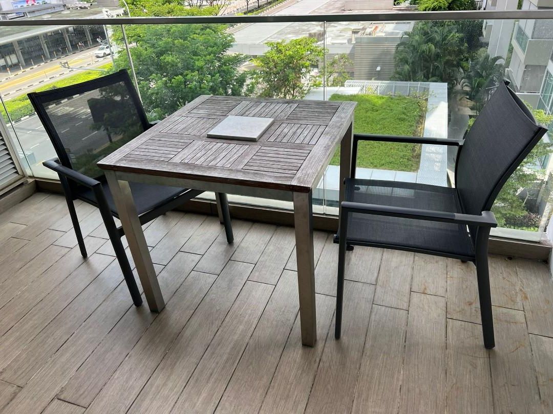 Well Known Outdoor Tables With Compartment Intended For Imported Outdoor Table And Chairs Set With Wine Chillier Compartment In The  Center, Furniture & Home Living, Furniture, Tables & Sets On Carousell (View 9 of 15)