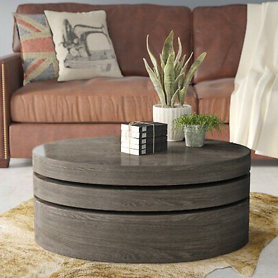 Well Known Oval Mod Rotating Outdoor Tables Regarding 3 Level Black Oak Finish Rotating Coffee Cocktail Table Home Modern  Furniture (View 14 of 15)