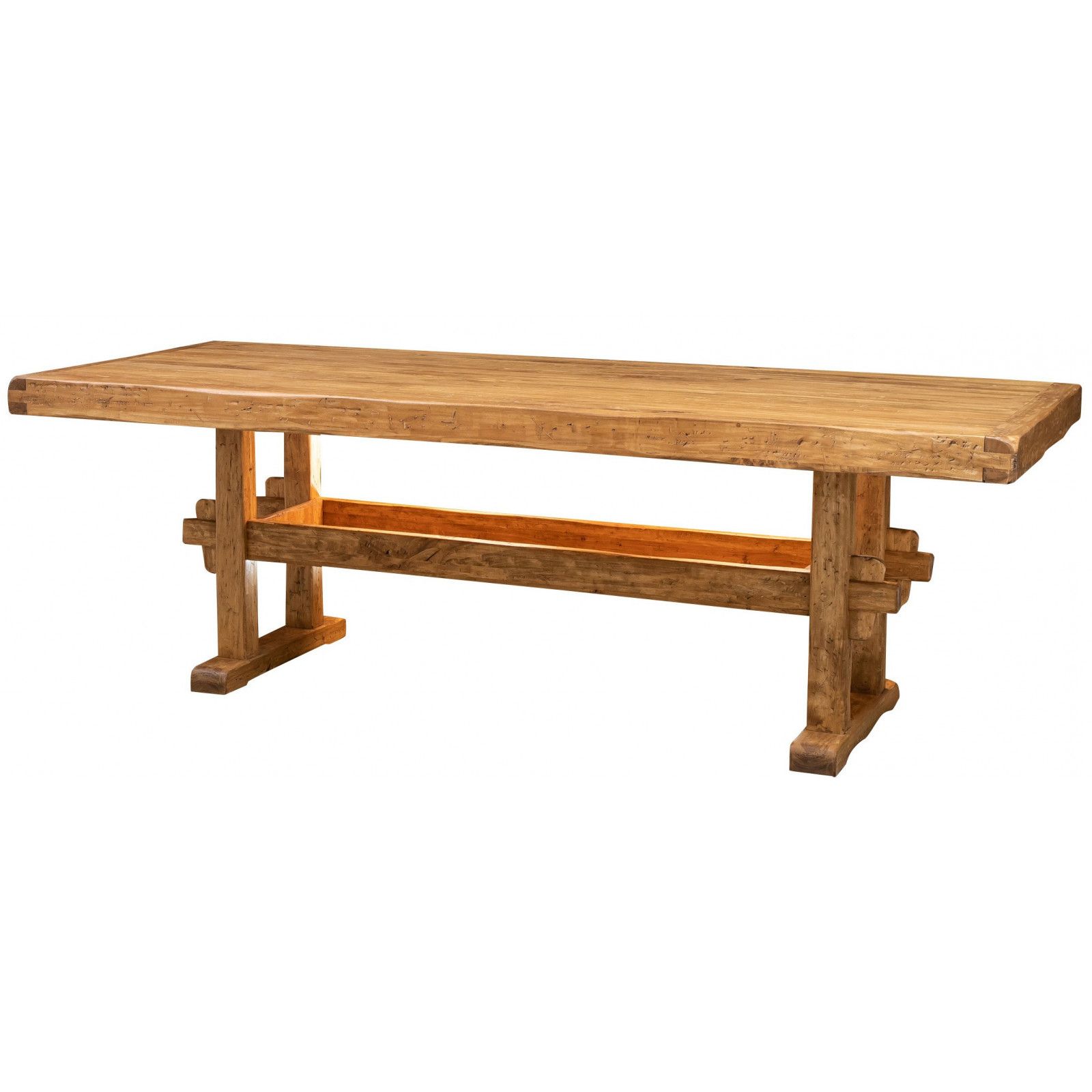 Well Known Rustic Natural Outdoor Tables Pertaining To Rustic Table In Solid Wood Of Tiglio Natural Finish (View 1 of 15)
