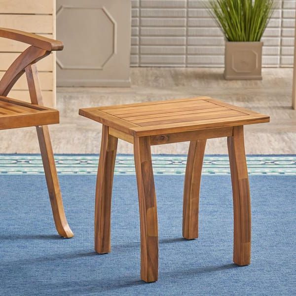 Well Known Wood Accent Outdoor Tables In Noble House Lance Teak Square Wood Outdoor Accent Table 42053 – The Home  Depot (View 11 of 15)