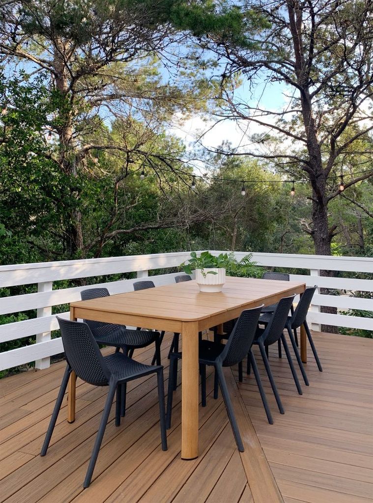 Well Liked Faux Wood Outdoor Tables For Our Low Maintenance, Multi Function Deck Space (View 15 of 15)