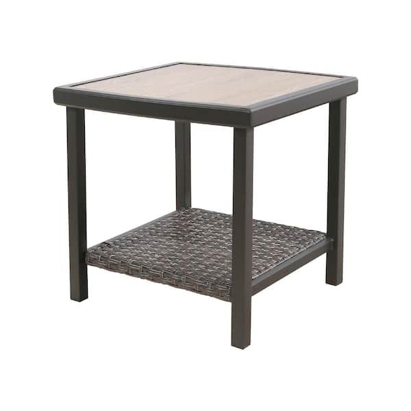 Well Liked Outdoor Tables With Shelf In Ulax Furniture Square Metal Patio Outdoor Side Table With Lower Shelf  Hd 970279 – The Home Depot (View 12 of 15)