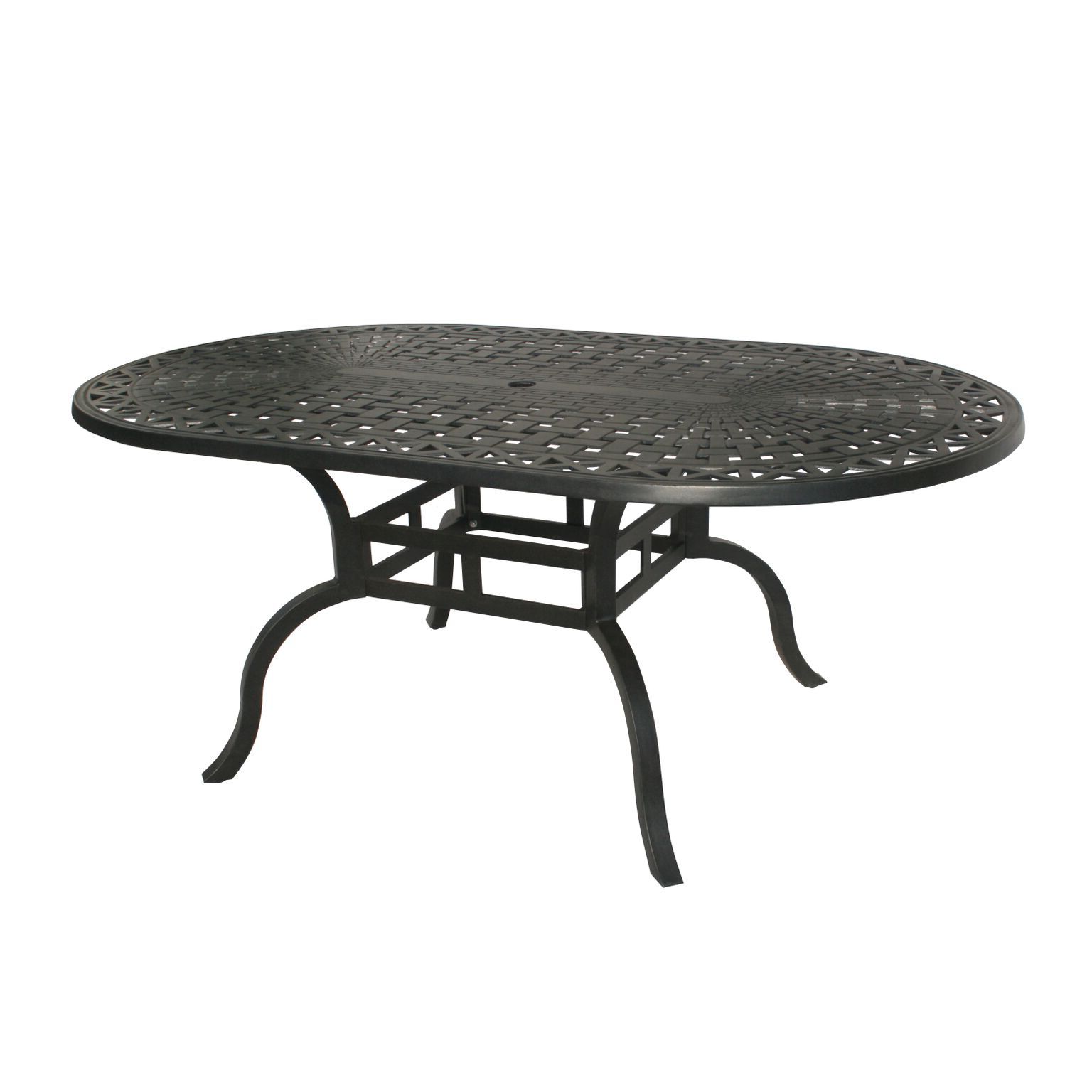 Widely Used 72" Jet Black Motif Oval Outdoor Patio Dining Table – Walmart Regarding Metal Oval Outdoor Tables (View 6 of 15)