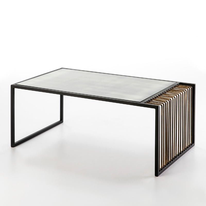 Widely Used Coffee Table 104x61x43 Mirror Aged Metal Golden Black Inside Mirrored Outdoor Tables (View 3 of 15)