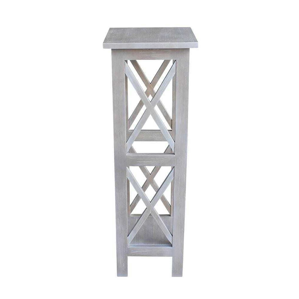 2019 Plant Stand 2 Tier X Side Lower Shelf Painted Solid Wood In Weathered Gray (View 11 of 15)