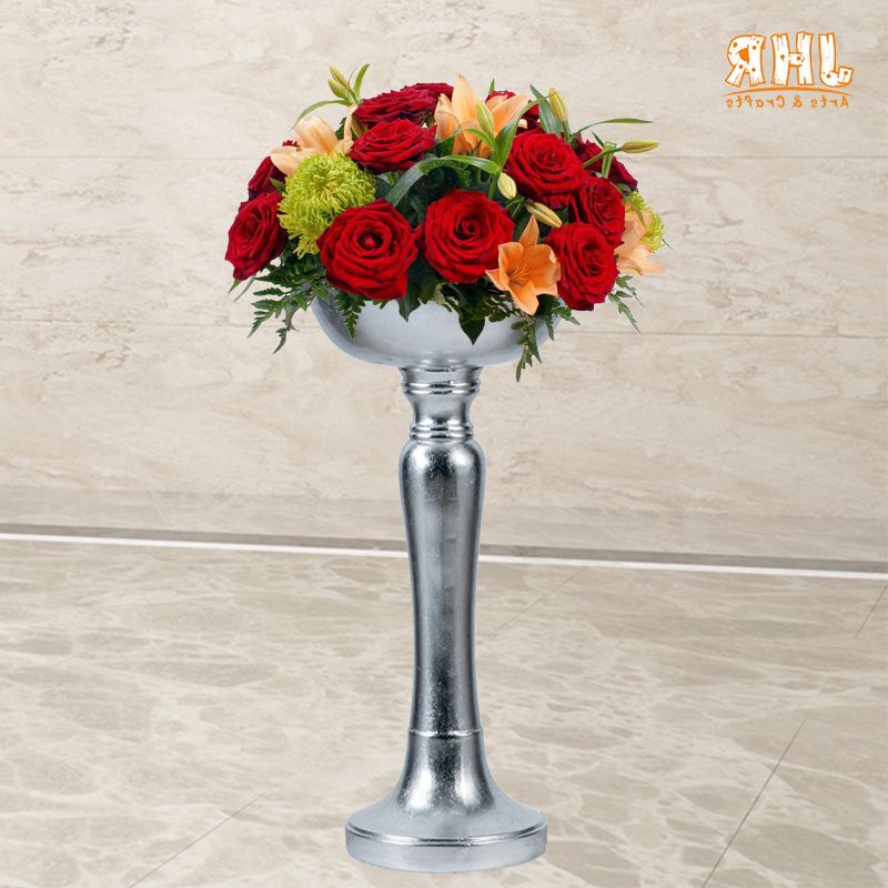 2019 Silver Leaf Fiberglass Flower Bowls Pedestal Plant Stand Wedding Decor –  Buy Silver Leaf Fiberglass Flower Bowls,pedestal Plant Stand,wedding Decor  Product On Alibaba With Plant Stands With Flower Bowl (View 13 of 15)
