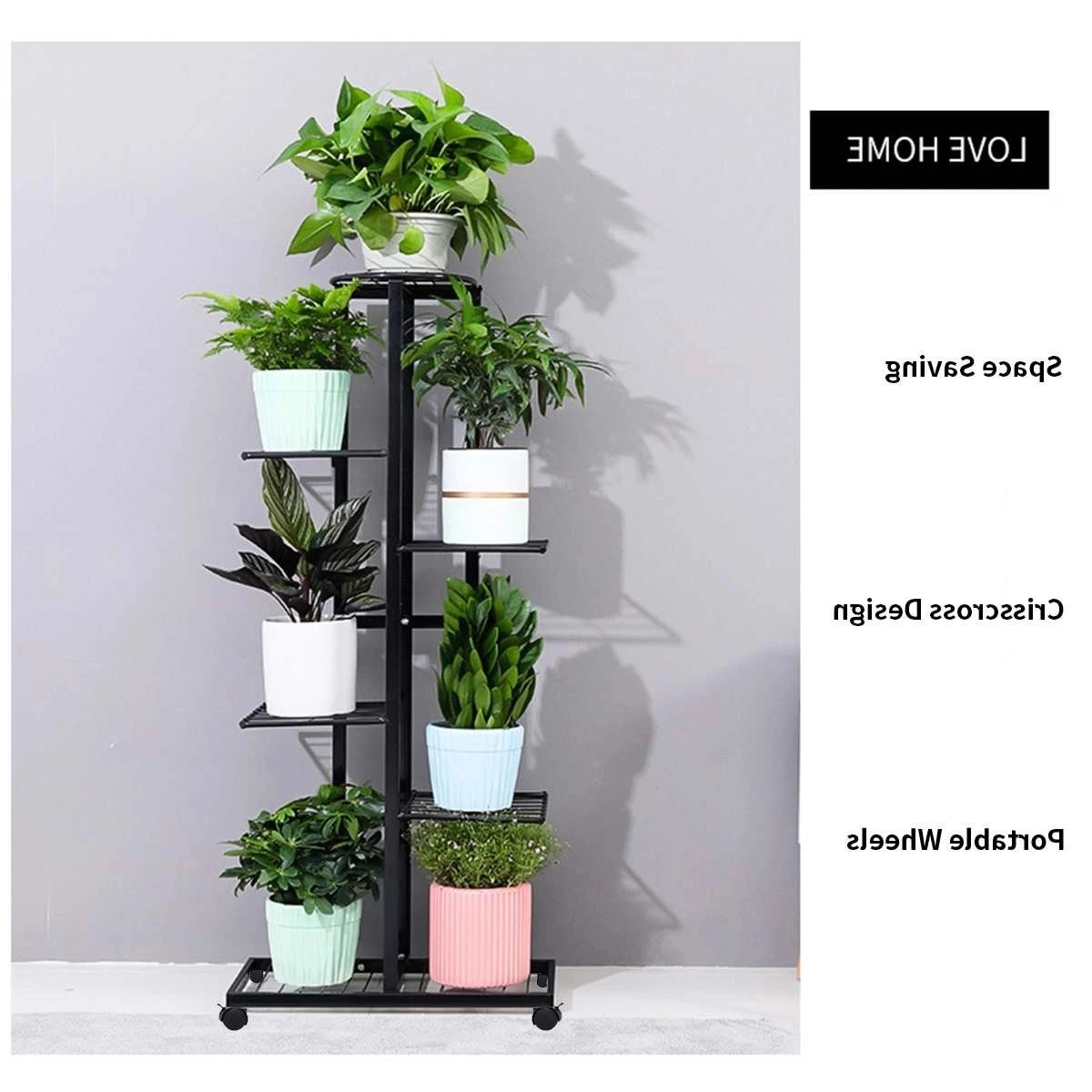 2020 6/4 Tier Plant Stand Shelves Bathroom Rack Wrought Iron Multi Function Shoe  Rack Shelf Bookshelf Folding Flower Pot Plant Stand – Plant Shelves –  Aliexpress Pertaining To 4 Tier Plant Stands (View 12 of 15)