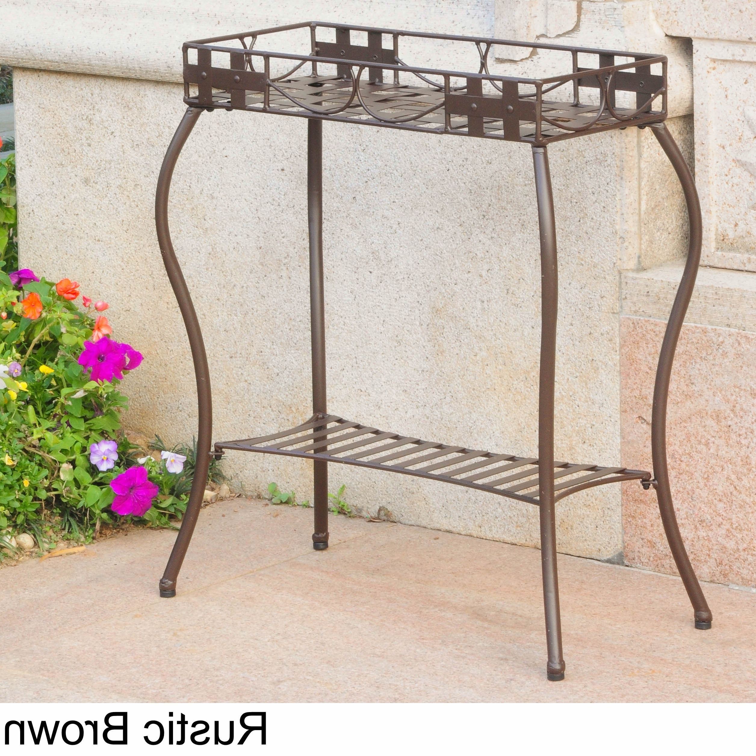 2020 Brown Metal Plant Stands Throughout International Caravan Sante Fe Rectangular Plant Stand – On Sale –  Overstock –  (View 7 of 15)