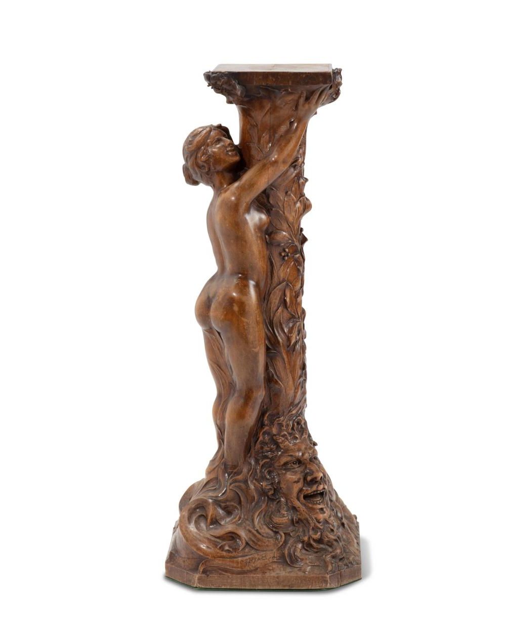 2020 Lot – An Art Nouveau Carved Wood Plant Stand With Regard To Carved Plant Stands (View 15 of 15)