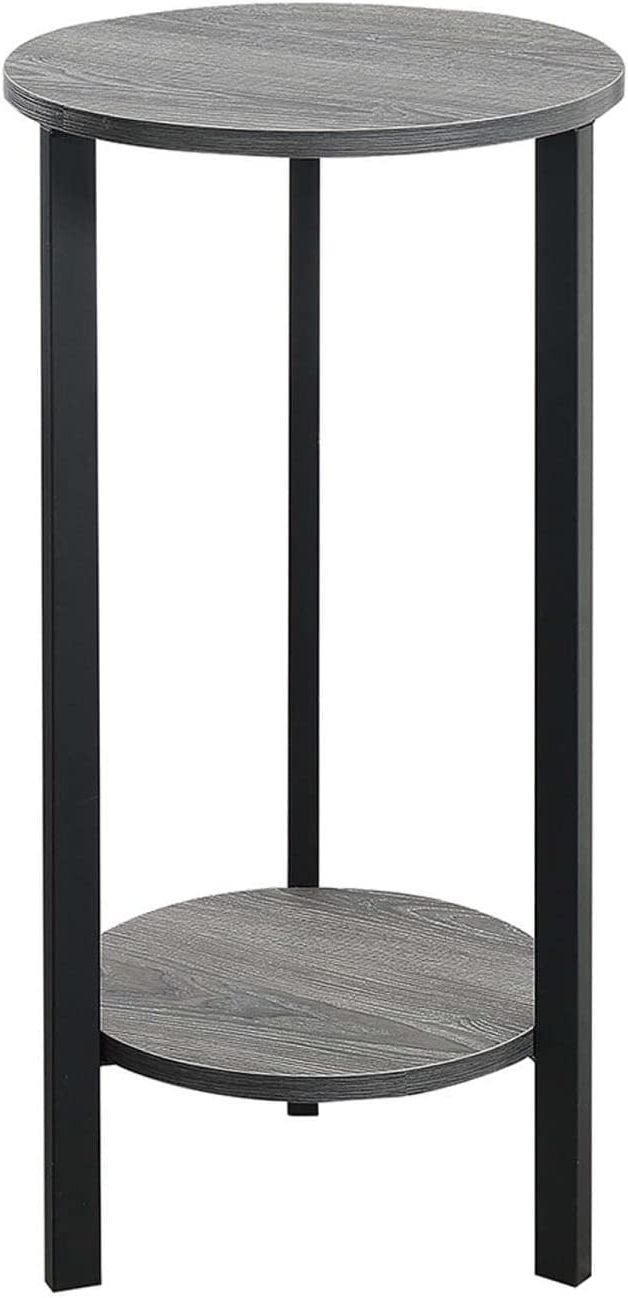 2020 Round Plant Stand In Weathered Gray And Black Finish – Greplants Inside Weathered Gray Plant Stands (View 14 of 15)