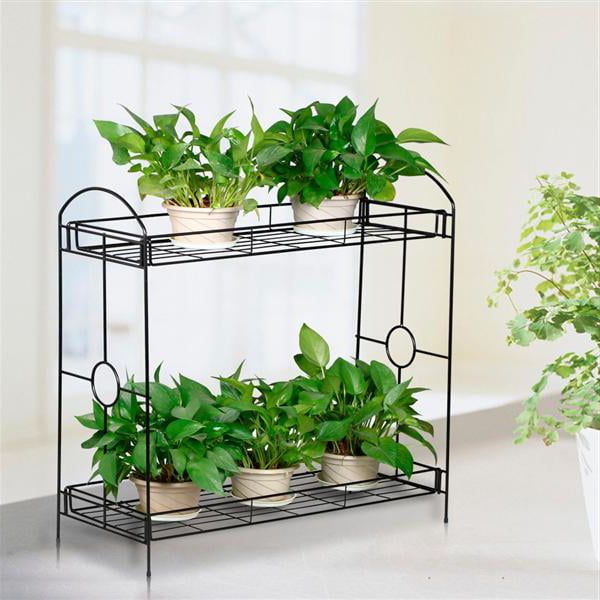 32 Inch Plant Stands Pertaining To Fashionable Smilemart 2 Tier Metal Plant Stand W/tray Design And 32 Inch Height Black –  Walmart (View 2 of 15)