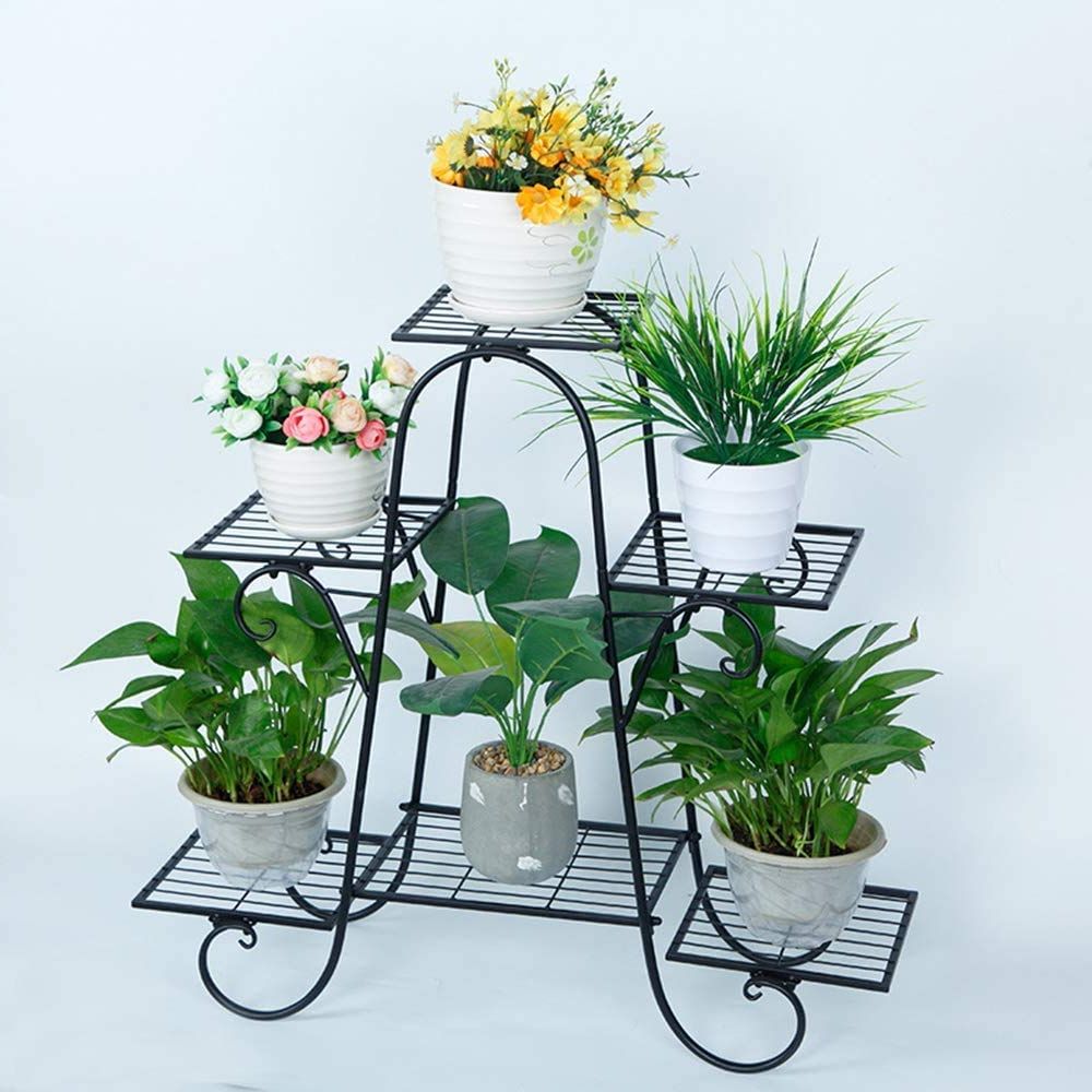 32 Inch Plant Stands Pertaining To Recent Craftykart 6 Tier Plant Stands For Indoors And Outdoors, Flower Pot Holder  Shelf For Multi Plants, Black Metal Plant Stand For Patio L 32 X W 10 X  H 29 Inches (black) – Craftykart (View 9 of 15)