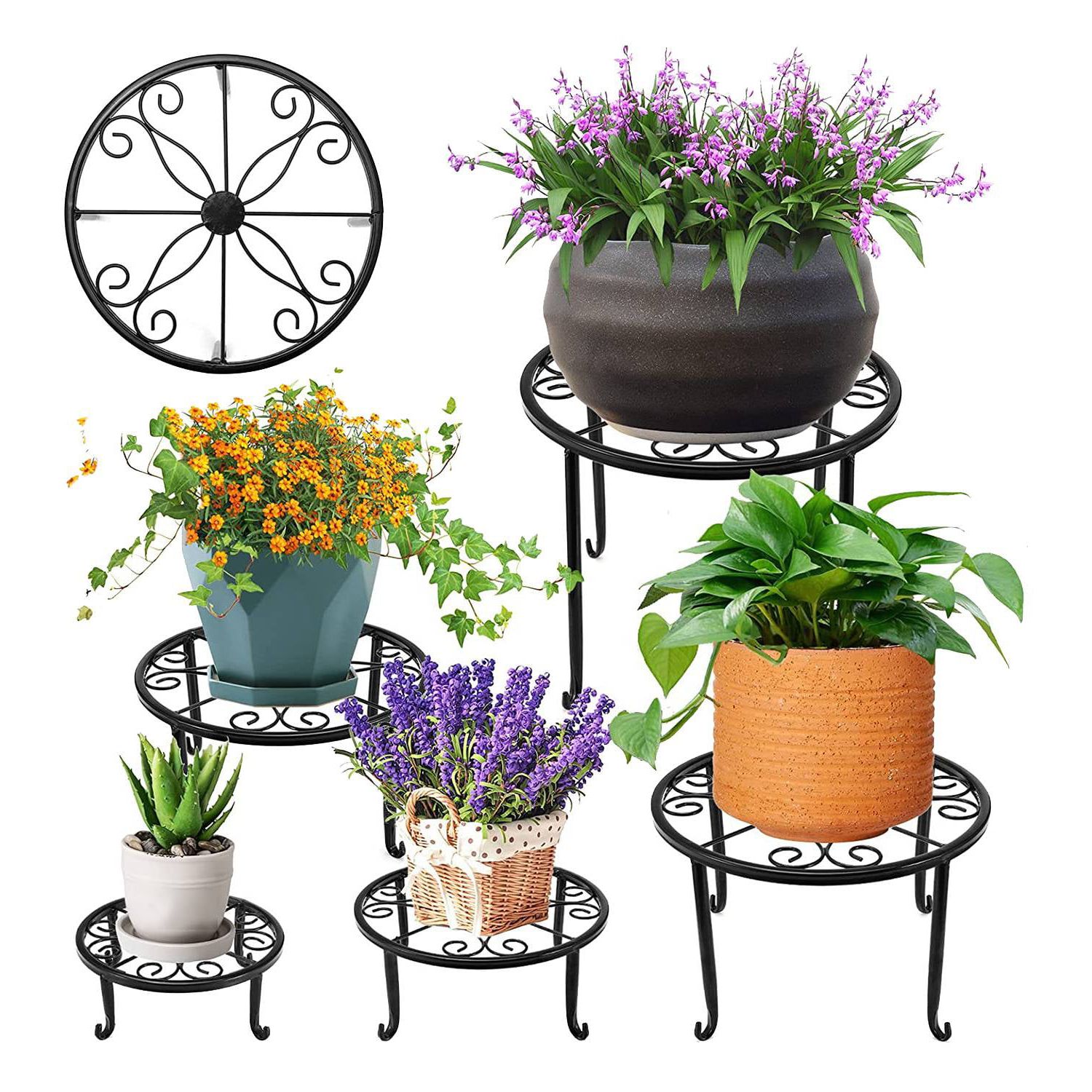 5 Metal Plant Stand For Outdoor & Indoor Plants, Heavy Duty Flower Pot  Stands For Multiple Plants, Rustproof – Walmart Inside Preferred 5 Inch Plant Stands (View 12 of 15)