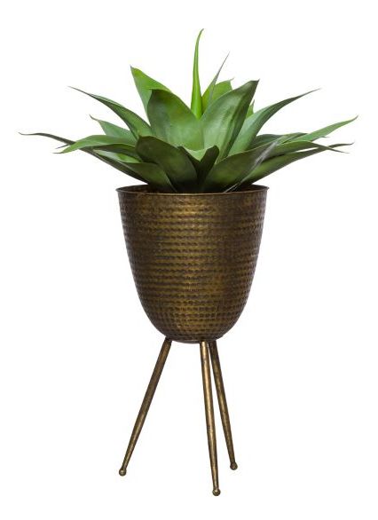 Agave In Bronze Plant Stand – Lux Art Silks Regarding Fashionable Bronze Plant Stands (View 7 of 15)