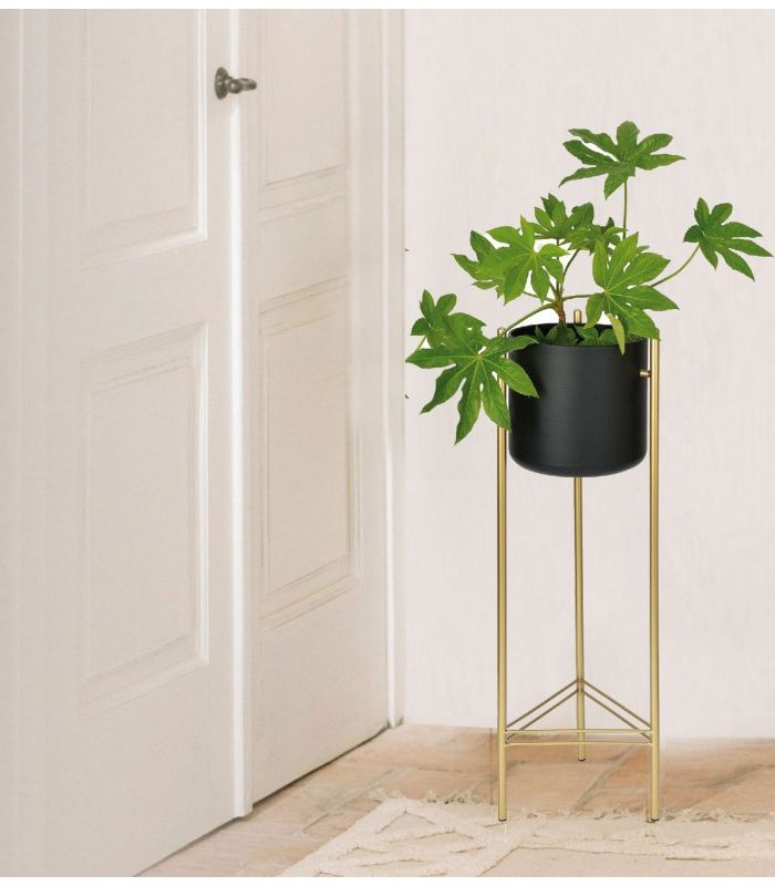 Best And Newest Gold Plant Stands For Plant Stand Black And Gold Metal – Height 66cm (View 2 of 15)